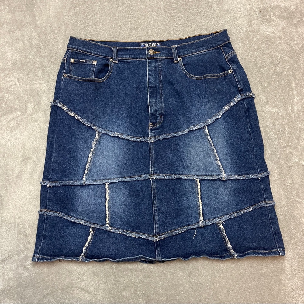 Vintage Hi Jeans Jean Power Y2K Patchwork Denim Skirt Women's Size 20